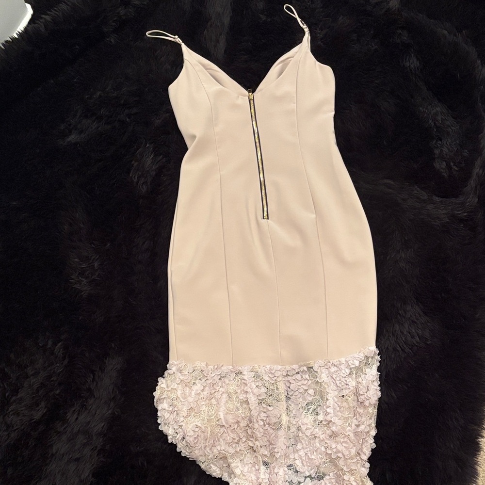 Elegant Cream Floral High Low Dress - Picture 2 of 3